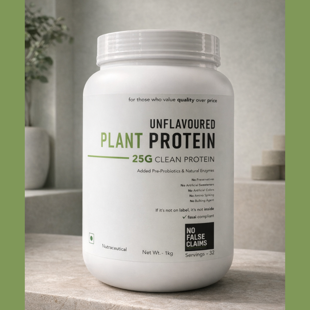 Unflavoured Plant Protein Powder 1kg – 25g Clean Vegan Protein with Prebiotics & Natural Enzymes
