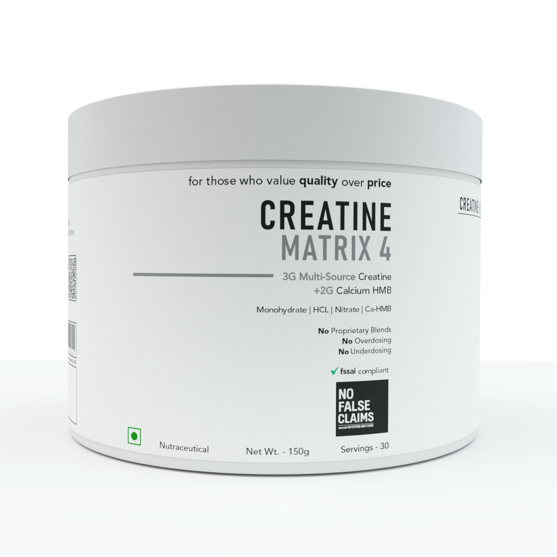 Creatine Matrix 4 – 3g Multi-Source Creatine + 2g Calcium HMB | 30 Servings | No Proprietary Blends
