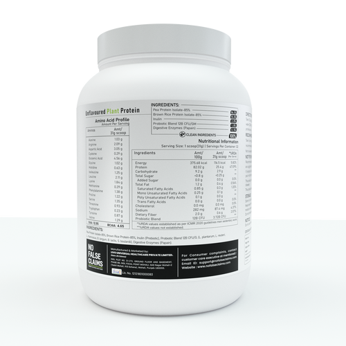 Unflavoured Plant Protein Powder 1kg – 25g Clean Vegan Protein with Prebiotics & Natural Enzymes