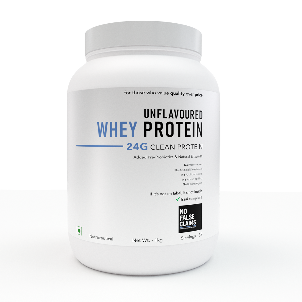 No False Claims Whey Protein Concentrate | Unflavoured | 24g Protein Per Serving | Third-Party Lab Tested | No Artificial Additives | 1kg / 33 Servings