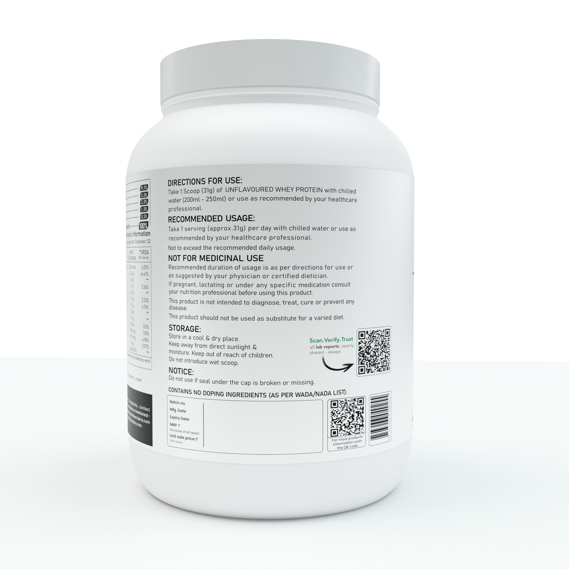 No False Claims Whey Protein Concentrate | Unflavoured | 24g Protein Per Serving | Third-Party Lab Tested | No Artificial Additives | 1kg / 33 Servings