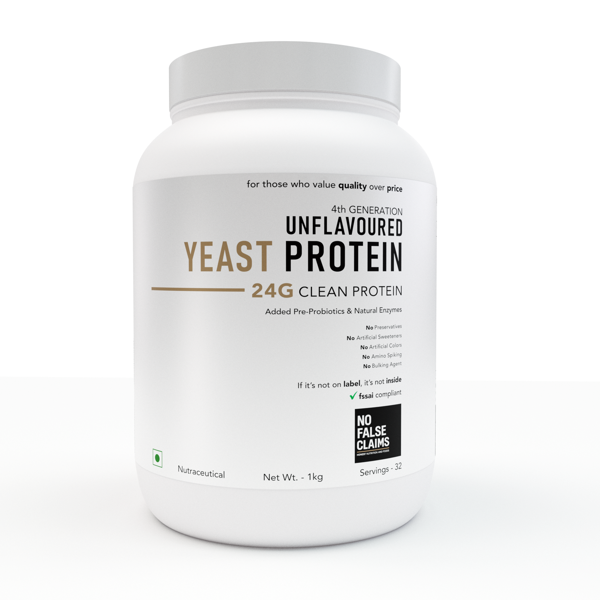 Unflavoured Yeast Protein with Pre-Probiotics & Natural Enzymes – 24g Clean Protein