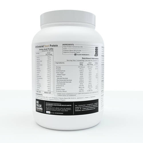 Unflavoured Yeast Protein with Pre-Probiotics & Natural Enzymes – 24g Clean Protein