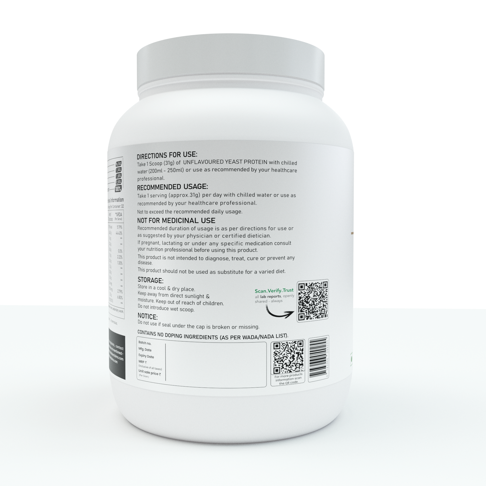 Unflavoured Yeast Protein with Pre-Probiotics & Natural Enzymes – 24g Clean Protein